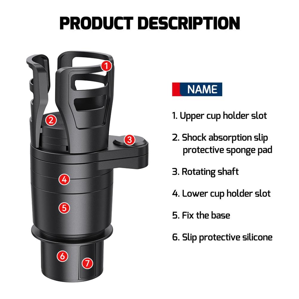 ABS Multifunction Universal Car Car Cup Holder Base Tray Stand Organizer 4-in-1