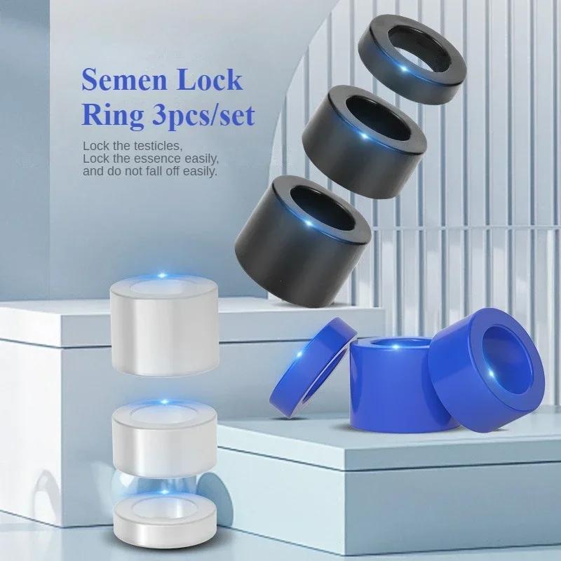 Male Penis Lock Cock Ring Set Erection Delay Time Ejaculation 3pcs Penis Ring Enlargement Ball Stretcher Sex Toys Ring Cock