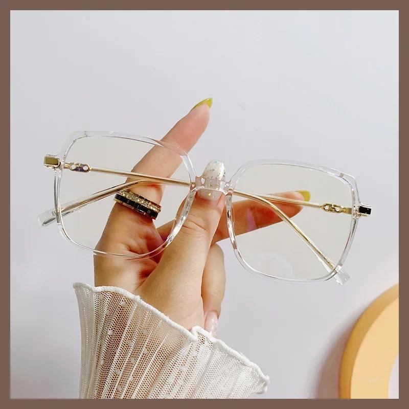 Anti Blue Light Glasses Square Big Frame Glasses For Women Simple Style Solid Eyewear Hombre Hombre