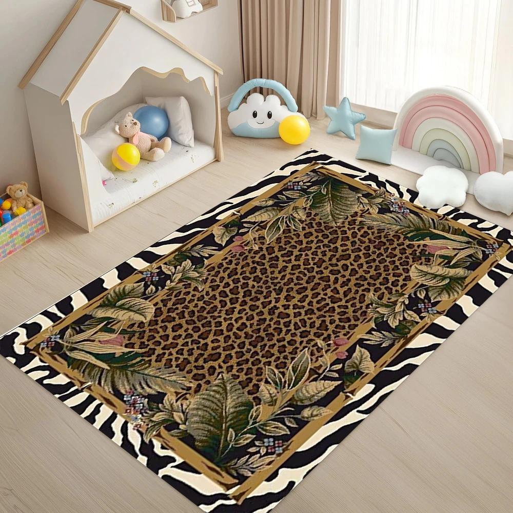 Animal Print Leopard Tiger Pattern Rug Wild Fashion Luxury Style Large Area Carpet for Living Room Bedroom Decor