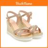 Elegant Women's Wedge Sandals With Shiny Diamante Ankle Strap For Summer