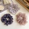 French Retro Floral Mesh Organza Scrunchie for Girls - Elegant Bun Hair Tie