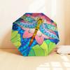 Colorful Lotus Dragonfly Mandala Automatic Opening Folding Umbrella with 8-Bone Iron Frame, Suitable for Fans, Travel, Daily Use, Festive Gi