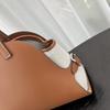 New First-layer Cowhide Splicing Canvas Tote Bag Shell Bag Retro Underarm Bag Shoulder Handbag Women