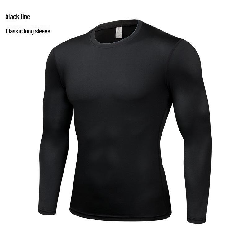 High Elastic Breathable Compression Sports Tights - Long Sleeve, Quick Drying, Solid Color for Basketball & Running