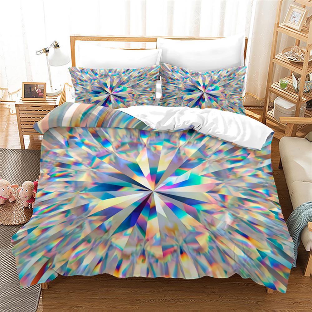 Diamond Duvet Cover Set Abstract Art Valentine's Day Gift for Girls Women Couple King Size Bedding Set Polyester Comforter Cover