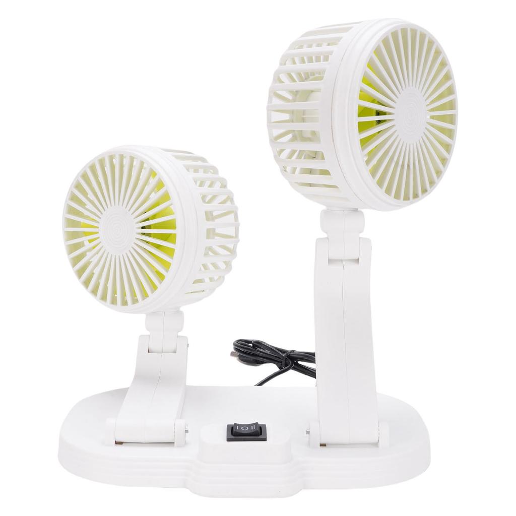 DC 5V USB Car Cooling Fan 2 Speed Wind Quiet 360 Deg Rotatable Portable Dual Head Desk Fan for SUV