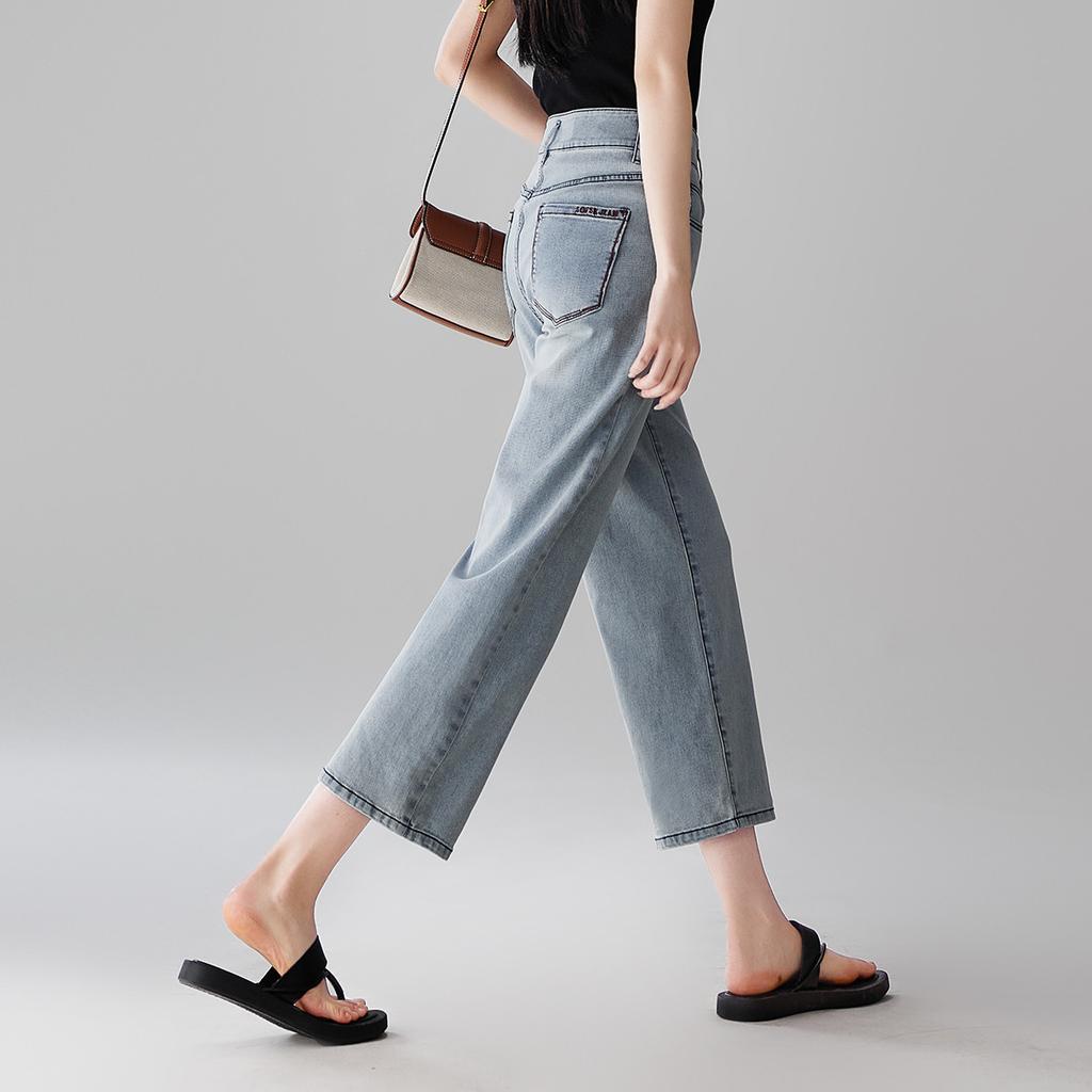 Double Button High Waisted Jeans for Women In Summer 2025, Thin, Fashionable, Versatile and Slimming Straight Leg Pants
