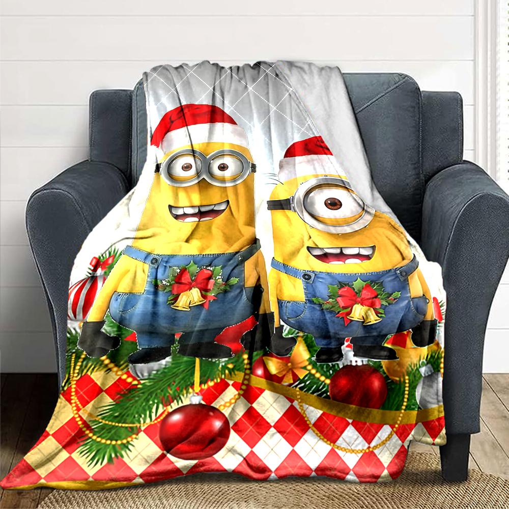 1Pc Christmas Minion Unicorn Blanket Soft Throw Blanket For Home Bedroom Bed Sofa Travel Office Solid Christmas Blanket