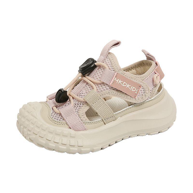 Girls sandals 2025 new summer bag head sports shoes children's shoes summer shoes single net fashion hollow shoes