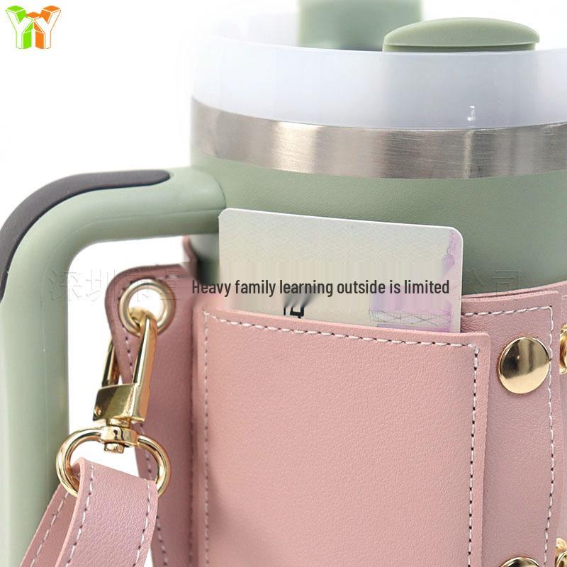Stanley Water Cup Cover: Leather Adjustable Crossbody Outdoor Ice Overlord Protector