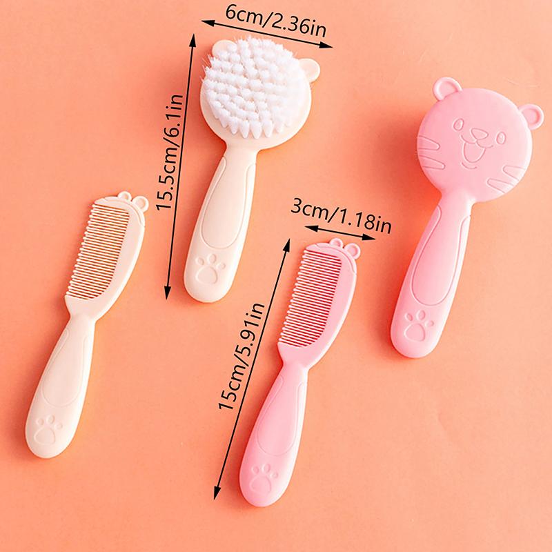 2Pcs Baby Hairbrush Comb Portable Born Toddlers Nylon Soft Hair Brush Head Massager Comb Set Baby Kid Hair Care Supplies