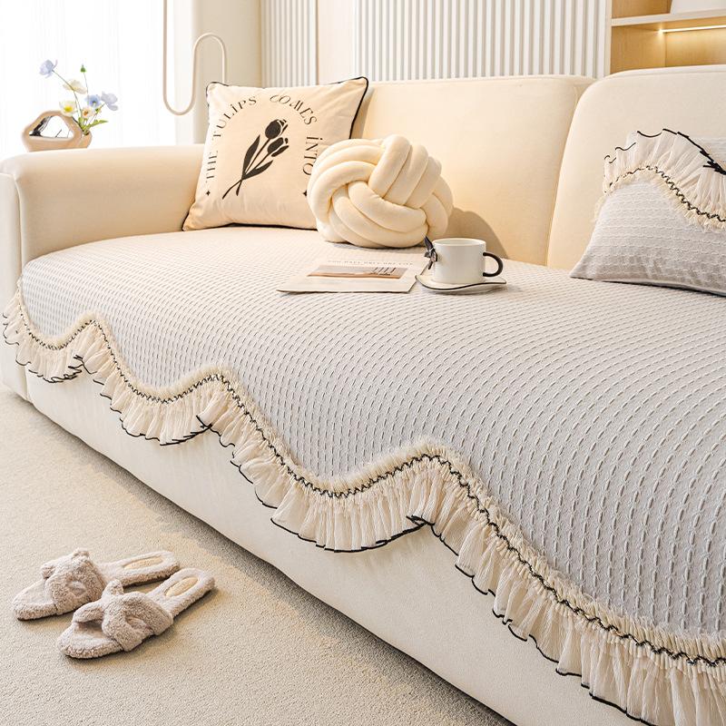 

French Cream Wind Sofa Cushion New Four-Season Universal Irregular Non-Slip Seat Cushion Sofa Cover Advanced Feeling 90*90cm