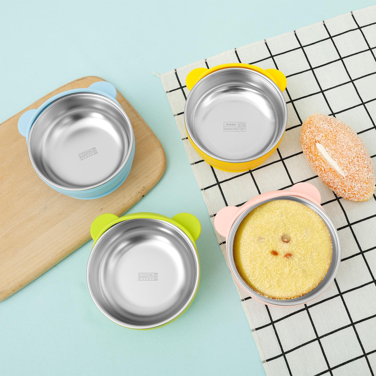 

4 Pcs Baby Bowl Stainless Steel Toddler Bowls with Silicone Suction Cups Anti Scald Snack Container for Kids Baby Food Feeding