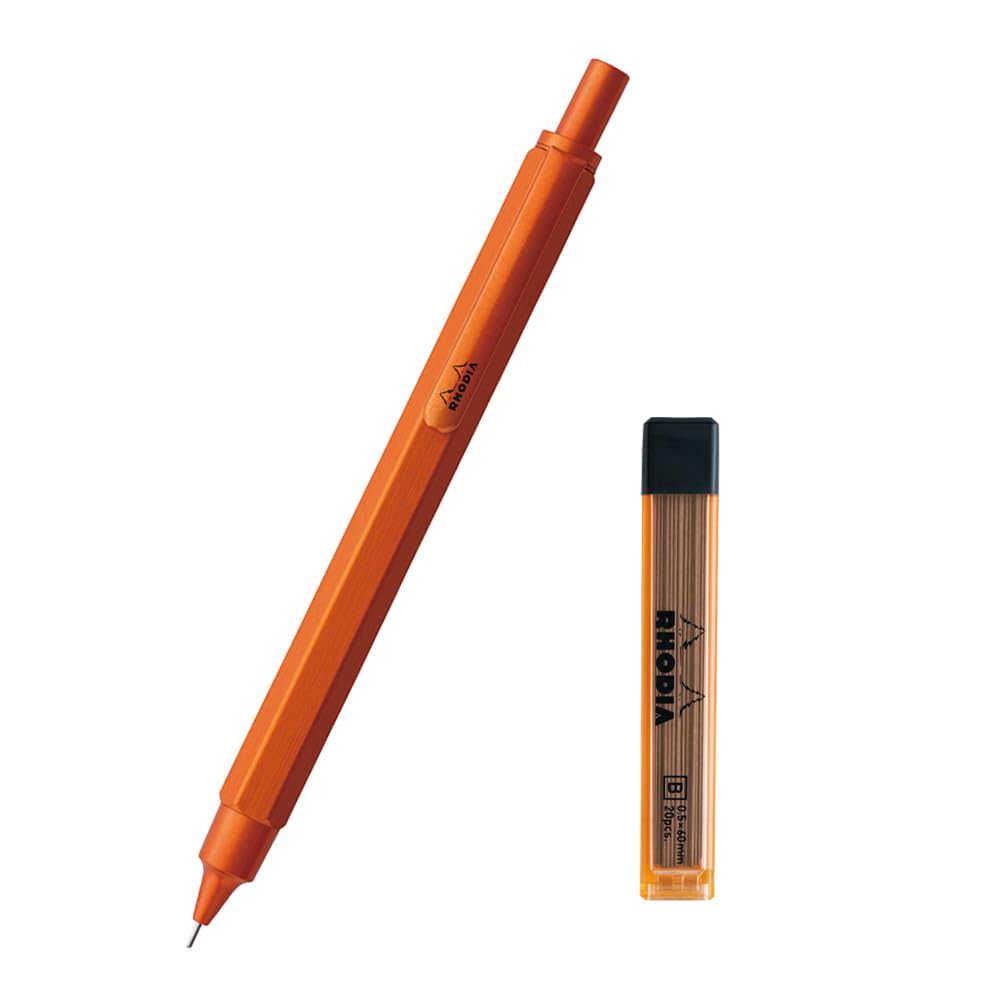 

Rhodia Mechanical Pencil Script Refill Set Hexagonal Shaft Aluminum Body Anodized Hairline Finish Orange Limited Edition 1 Refill Refill Included