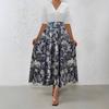 New women's clothing European and American printed medium and long dress splicing temperament commuter v-neck dress