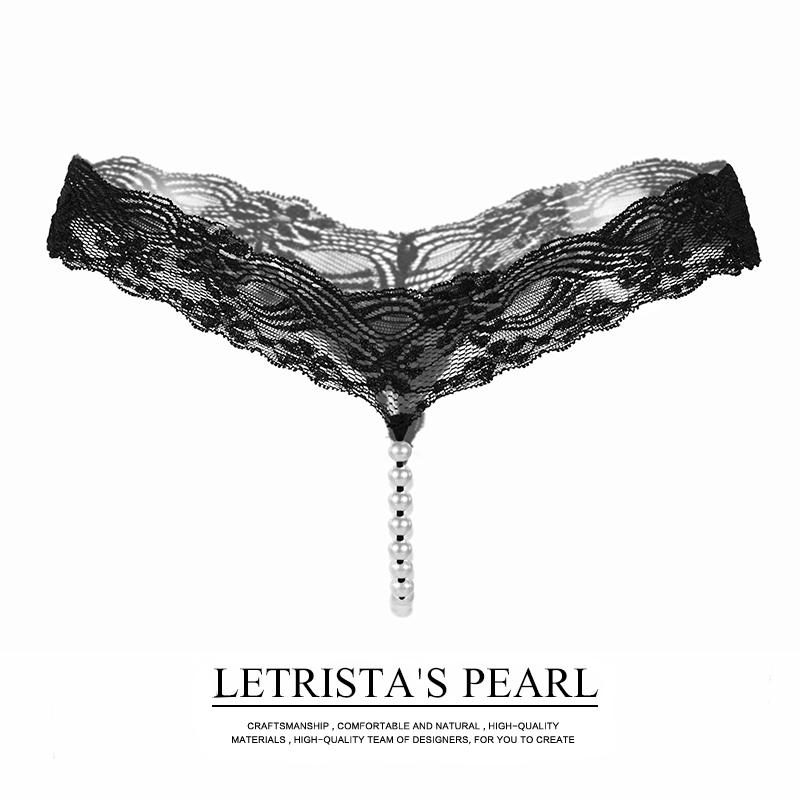Sexy Pearl Massasje G-Strings Dame Thong Tynn Stropp Truser T Bukser Lav midje Beaded Briefs