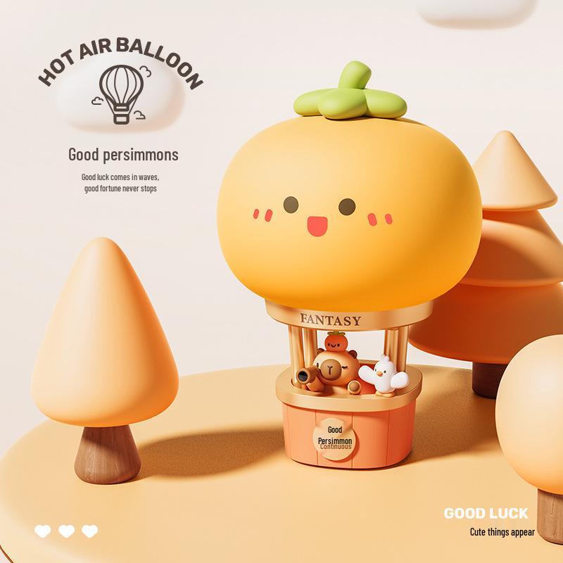 Cartoon Pet Hot Air Balloon Night Light - Cute Desktop Ornament Birthday Gift 3W Rechargeable