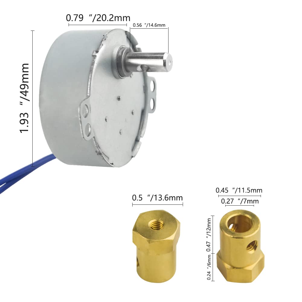 WMYCONGCONG Set of 2 Synchronous Turntable AC with 7mm Flexible Coupling Connector and Power Cord with Switch Plug Motors, Motors, 50/60Hz, 100-127V,
