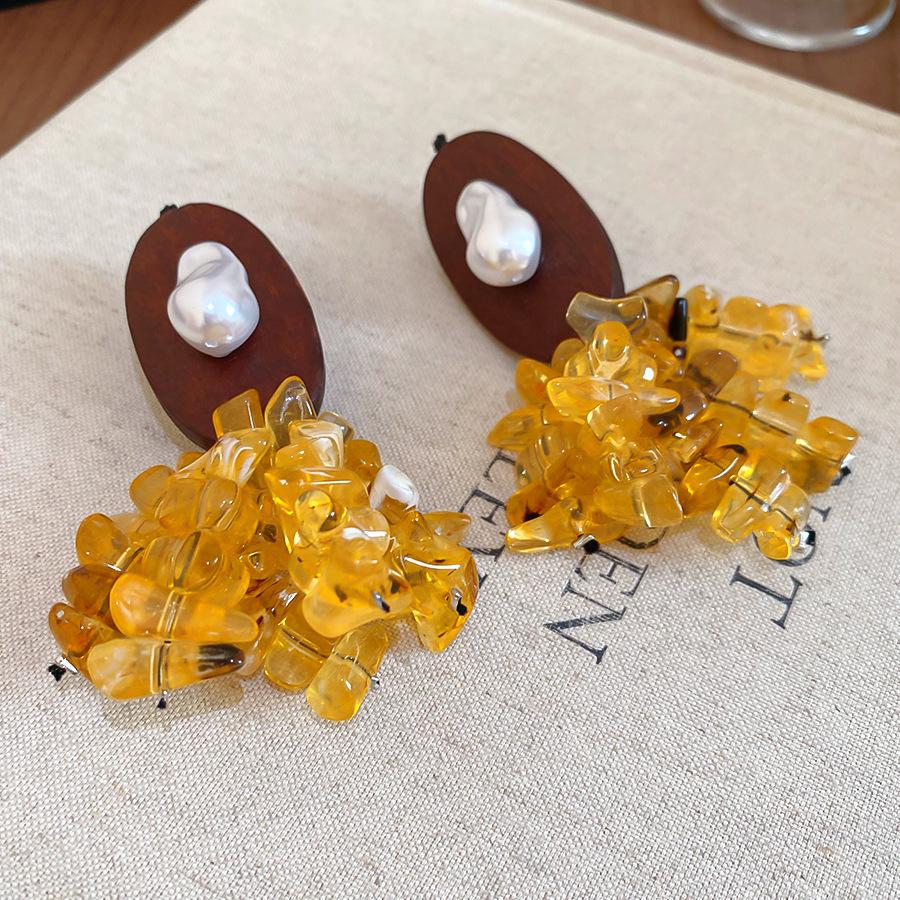 Silver Needle Geometric Irregular Resin Y2K Earrings - Retro Stud Ear Accessories for Women