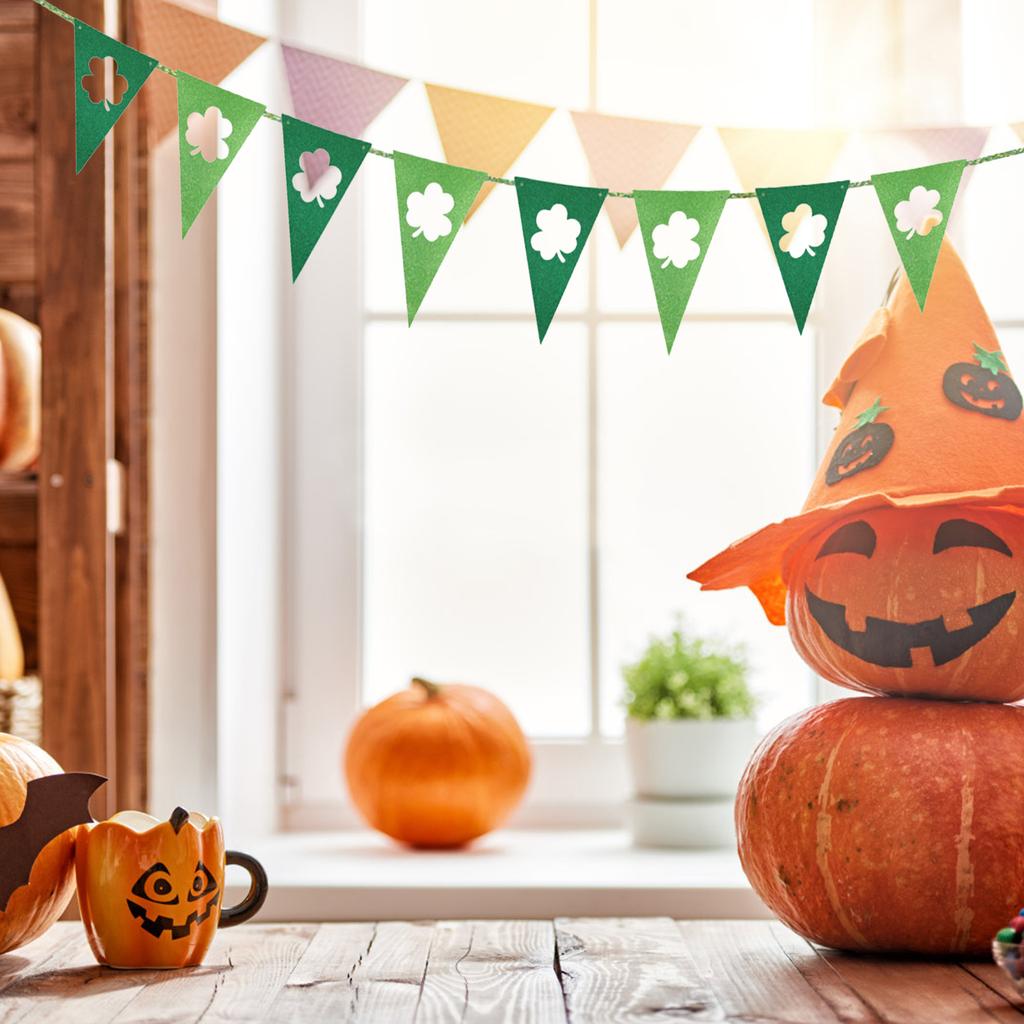 St. St. Patrick's Day Banner Shamrock Girlande Glücks-Banner Jute Irische Girlande Grün Vierblatt-Banner und Filz-Shamrock