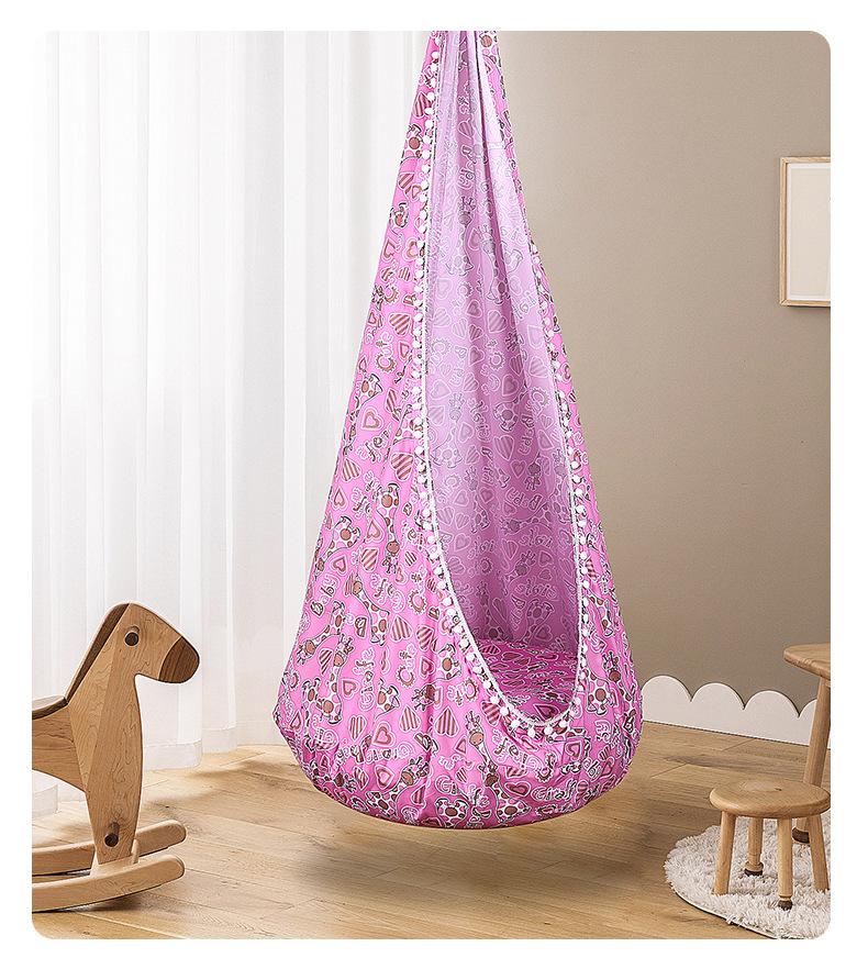 

Новое детское подвесное кресло, переносная парашютная ткань, качели, кровать для кемпинга на открытом воздухе с бахромой по краю, надувной коврик с принтом 150 * 70cm pink print