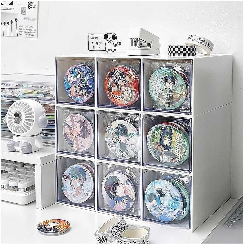 Set of 3 Can Badge Storage Drawer Can Badge Display Can Badge Display Acrylic Scratch and Dirt Jewelry Storage for Fan Anime Miscellaneous Small Fits