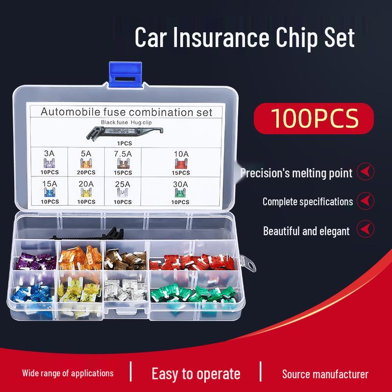 Mini Short Legs Car Fuse with Black Clip Plug-In Fuse Box Packaging 100PCS Mini (3A-30A) Black Clip
