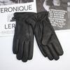 New men's deerskin driving gloves leather corrugated winter thickening warm imitation rabbit fur lining straight gloves autumn