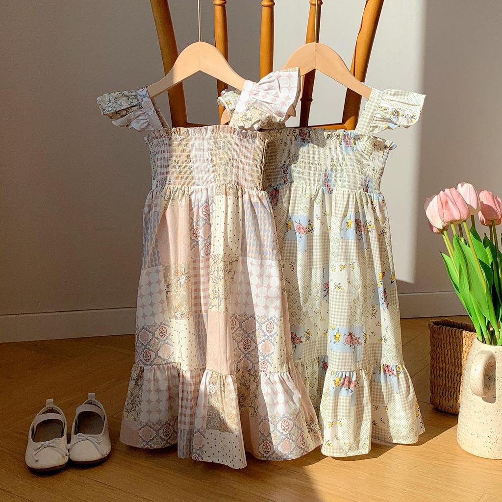 2026 Summer Korean Style Ruffled Puff Sleeve Sundress for Girls