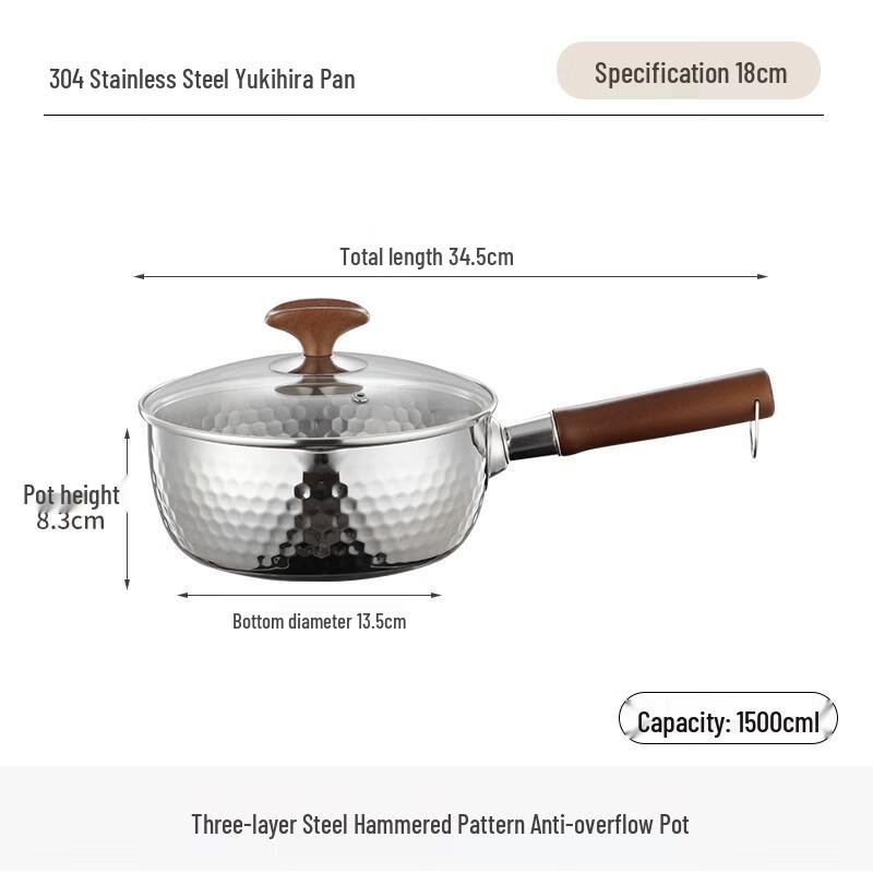 Yicang 3-Layer Stainless Steel Yukihira Pot with Lid