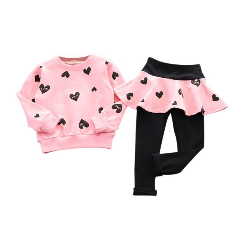 Autumn Children Suit Girls Stitching Sports Suit Trendy Sweater 2pcs Suit