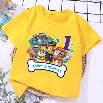 Paw Patrols Boy Girl T Shirt Birthday Party Tops Tees Clothes Kid Years Old Clothes Cartoon Short-sleeved Baby Soft Tees Tshirt