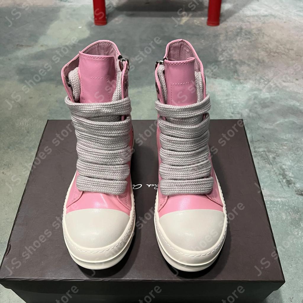 Ro Geobasket Boots Pink Leather High Top Shoe Men Shoes Pink Cowhide Sneakers Zipper Women Casual Sneaker Jumbo Laces Ankle Boot