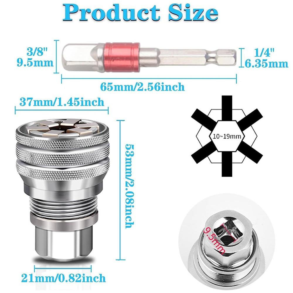 2PCS Multi-Function Hex Wrench Adapter Kit Adjustable Socket Adapter  Universal Tool