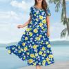 Women's Casual Loose Bohemian Floral Print Short Sleeve Dress