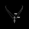 Men's Minimalist Luxury Cross Pendant Necklace with Inlaid Diamonds