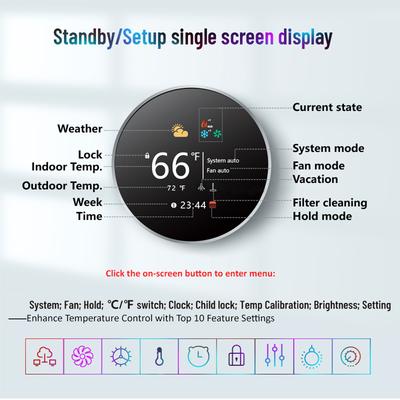 Smart Thermostat for Home Weekly Programmable Temperature Control IP20 Protection Heat Pump