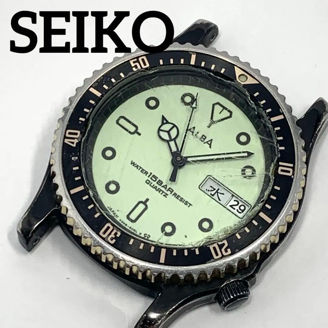 312 [Battery replaced and cleaned] Working item SEIKO Men s Watch Seiko ALBA Face only Quartz Calendar Popular Rare Waterproof