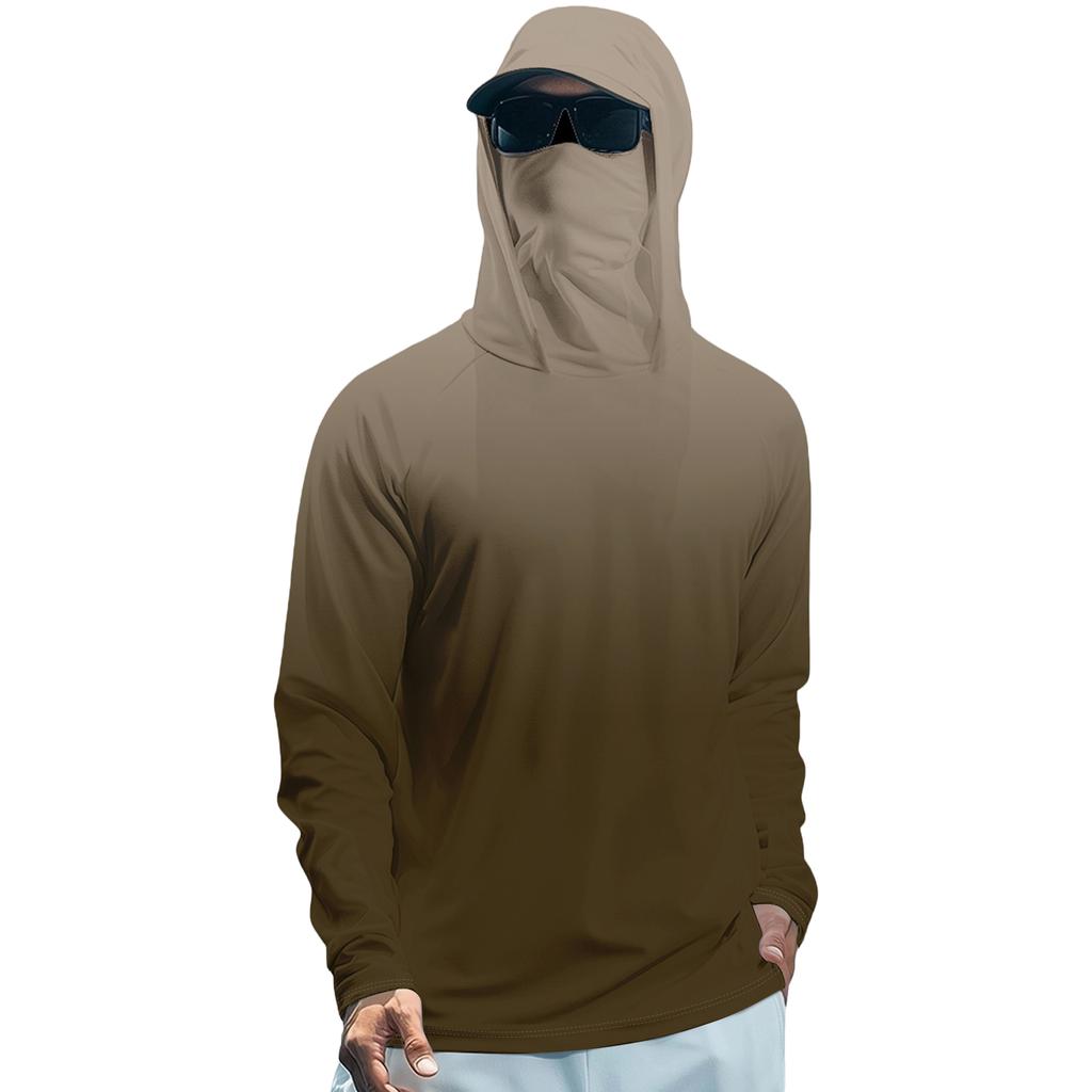 Tricou de vară cu mânecă lungă pentru bărbați Uscare rapidă Îmbrăcăminte de soare Pescuit Fitness Sport Hded Tricou cu mânecă lungă