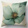 Vintage Floral Pillow Covers Teal Lotus Pattern Cushion Covers Zippered Single Sided Sofa Living Room Bedroom Home Botanical Art