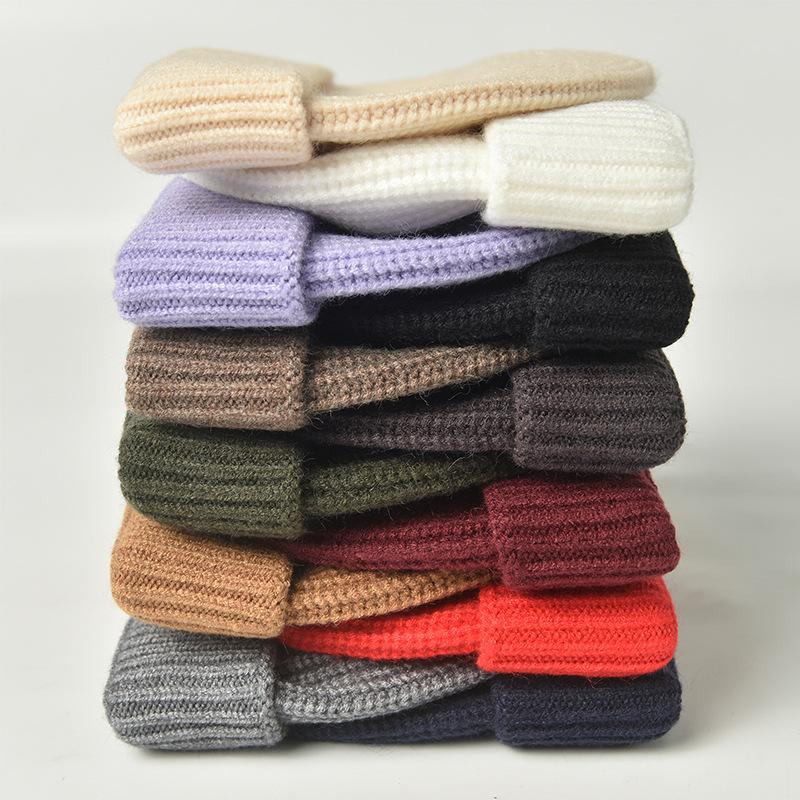 Seamless Double-Fold Knitted Wool Hat for Autumn/Winter Unisex Warm Beanie Hipster Sailor Cap