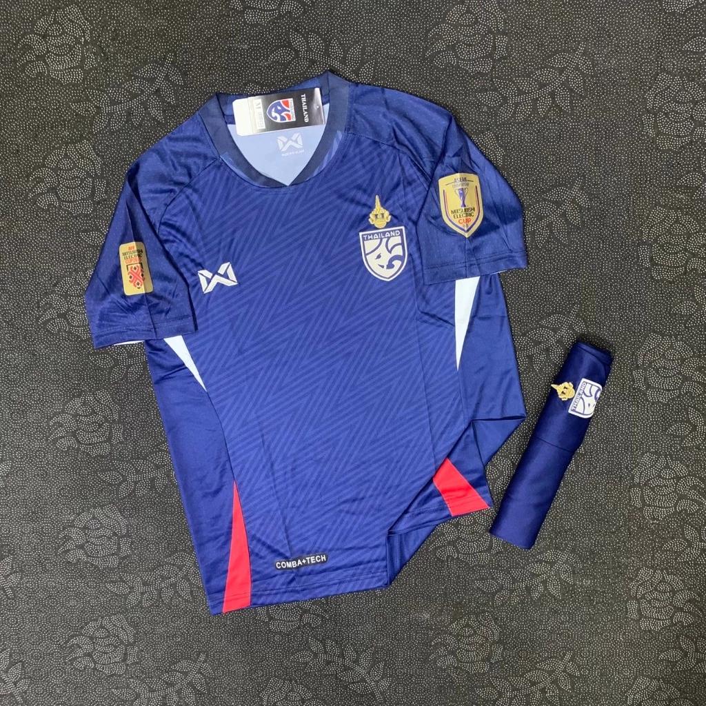 Thailand FOOTBALL SOCCER NATION TEAM JERSEY SHIRT HOME FAN Print V Neck Unisex Men Women Quick Dry Short Sleeve Uniform Elephant Logo Sport