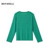 Northern Deer Spring Outfit: 100% Machine Washable, Fine Spun Wool Striped Shirt, 18 Gauge, ZC261044