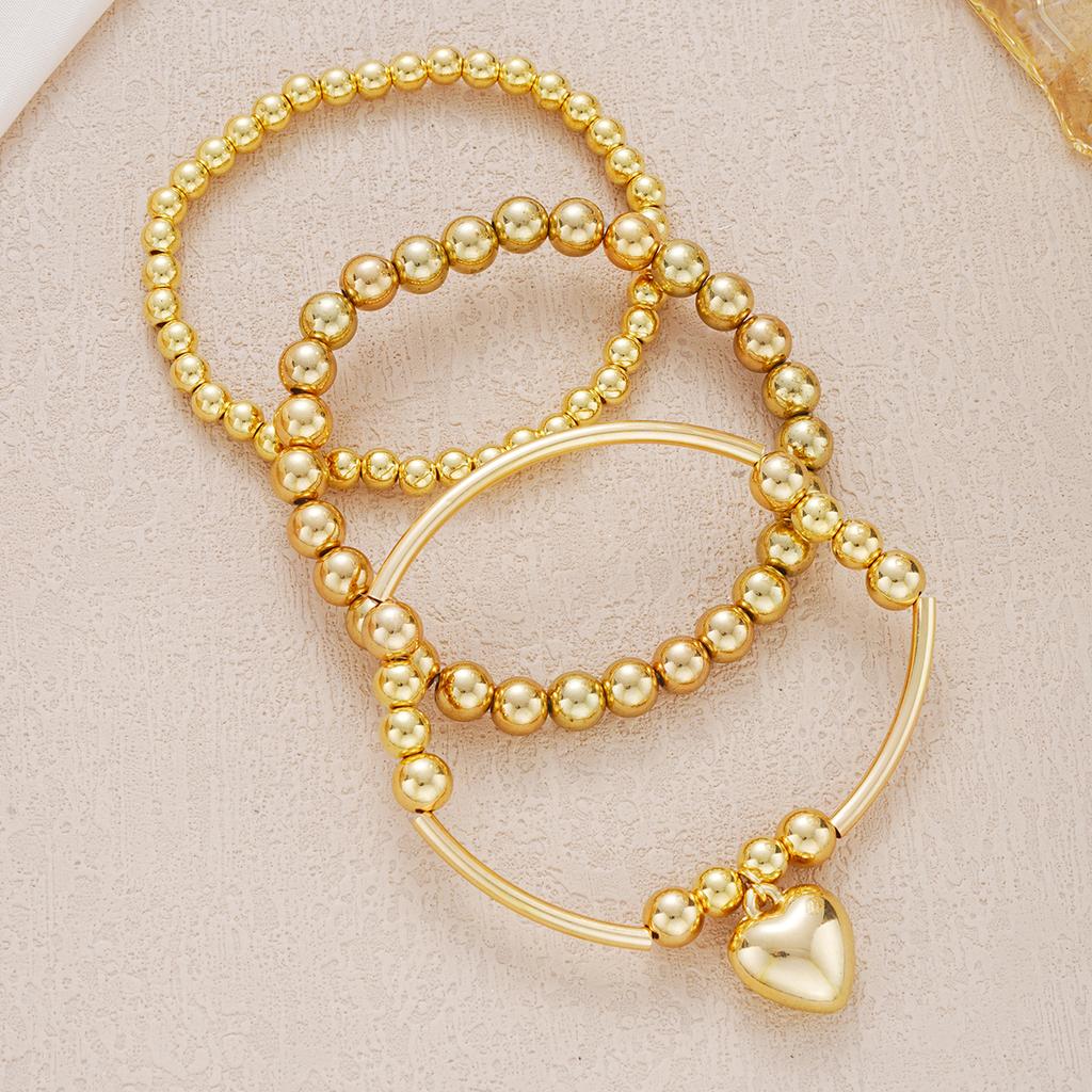 3 Pieces Of Women's Round Bead Bead Love Bracelet Creative Multi-layer Pendant Bracelet Party Gift