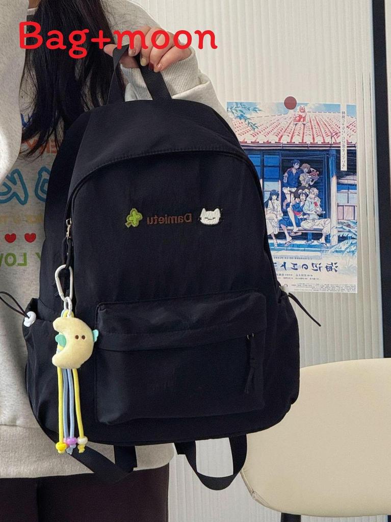 Soft Girl Cat Cartoon Backpack With Nylon Material For School Use