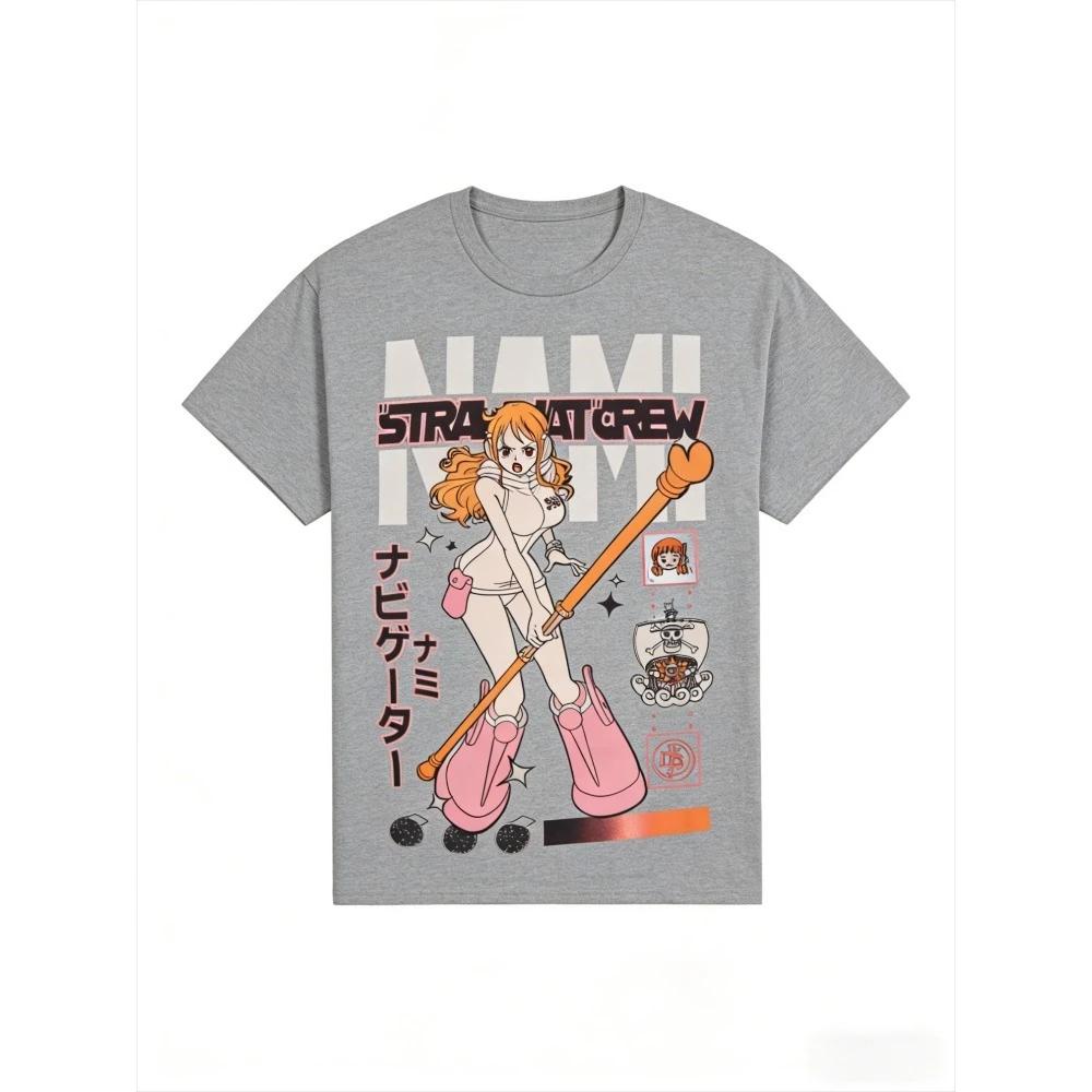 One Piece Cat Burglar Nami Unisex T-shirt 2026 Summer New Popular Anime Print American Casual Parent-child Short Sleeved Shirt