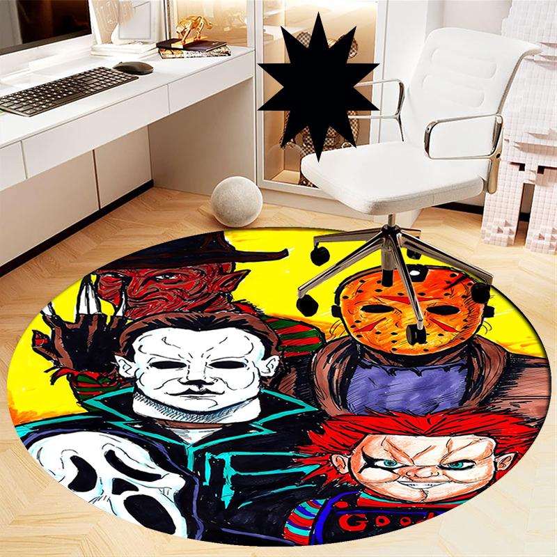 Halloween horror Printed Round Rug Carpet Chair Rug Area Rug Entryway Doormats,for Office Chair Living Room Bedroom Kitchen Room.