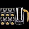 PIGE HOME 7 stuks Gouden Folie Borrelglaasjes Witte Wijn Glas Dispenser Kristal Baijiu Maotai Klein Glas Alcohol Bekers Set JT523