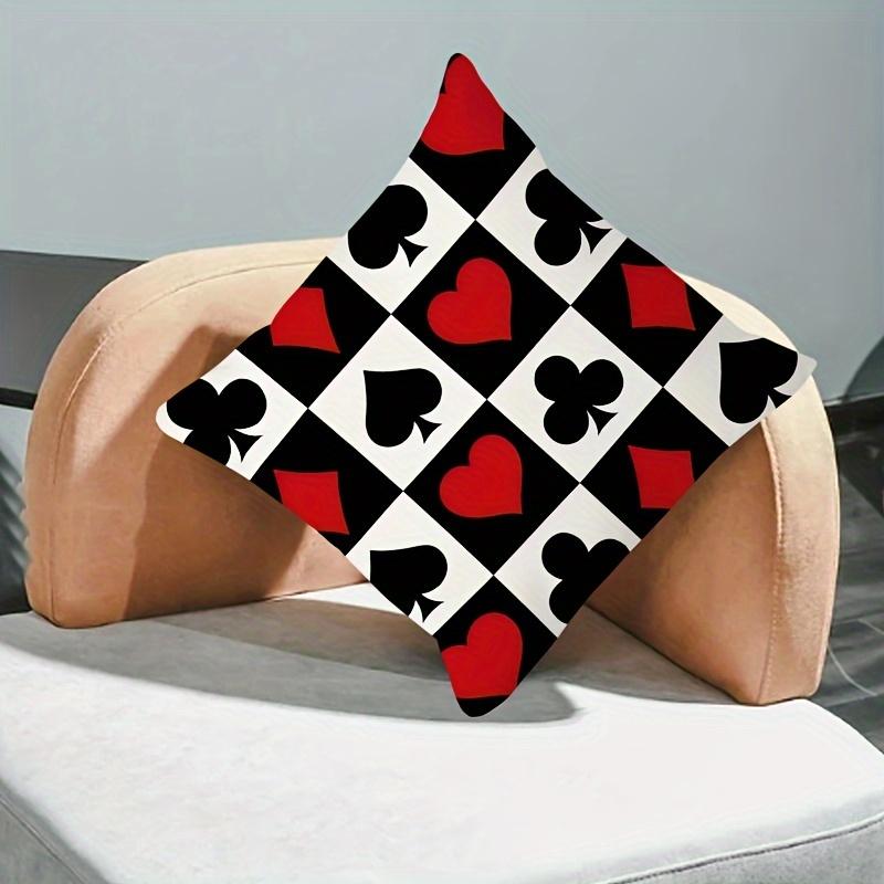1 MEMNUN Modern Poker Themed Pillow Cover for Game Rooms and Living Rooms - Single-sided Printed Cushion Cover with Poker Card Combination